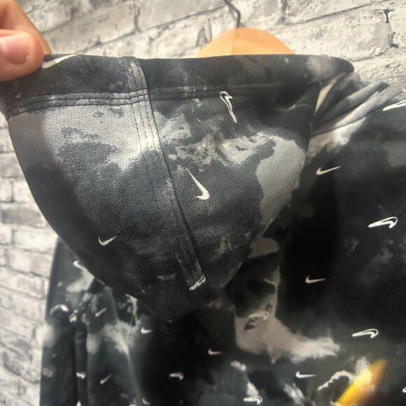 EUC Nike Youth  Black Grey White Hoodie w/ Upside Down Swoosh - Picture 10 of 15